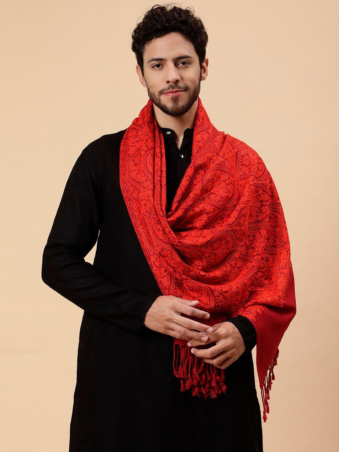 tweedle men ethnic motifs embroidered woollen shawl