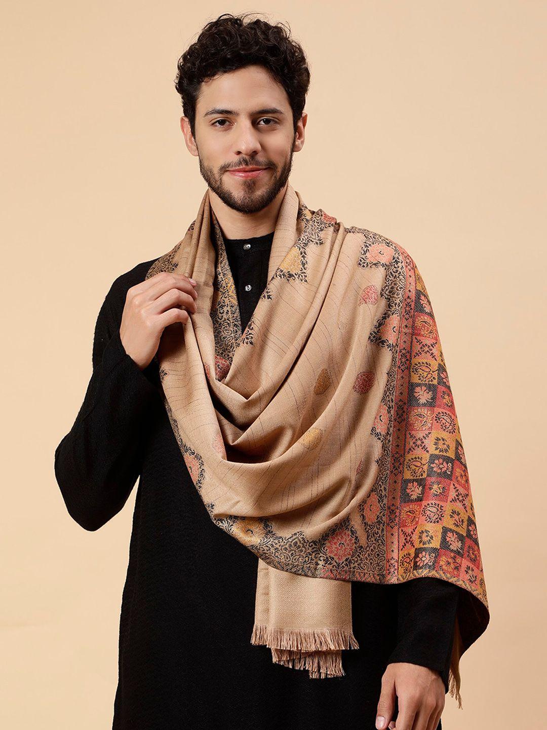 tweedle men ethnic motifs woven design acrylic shawl