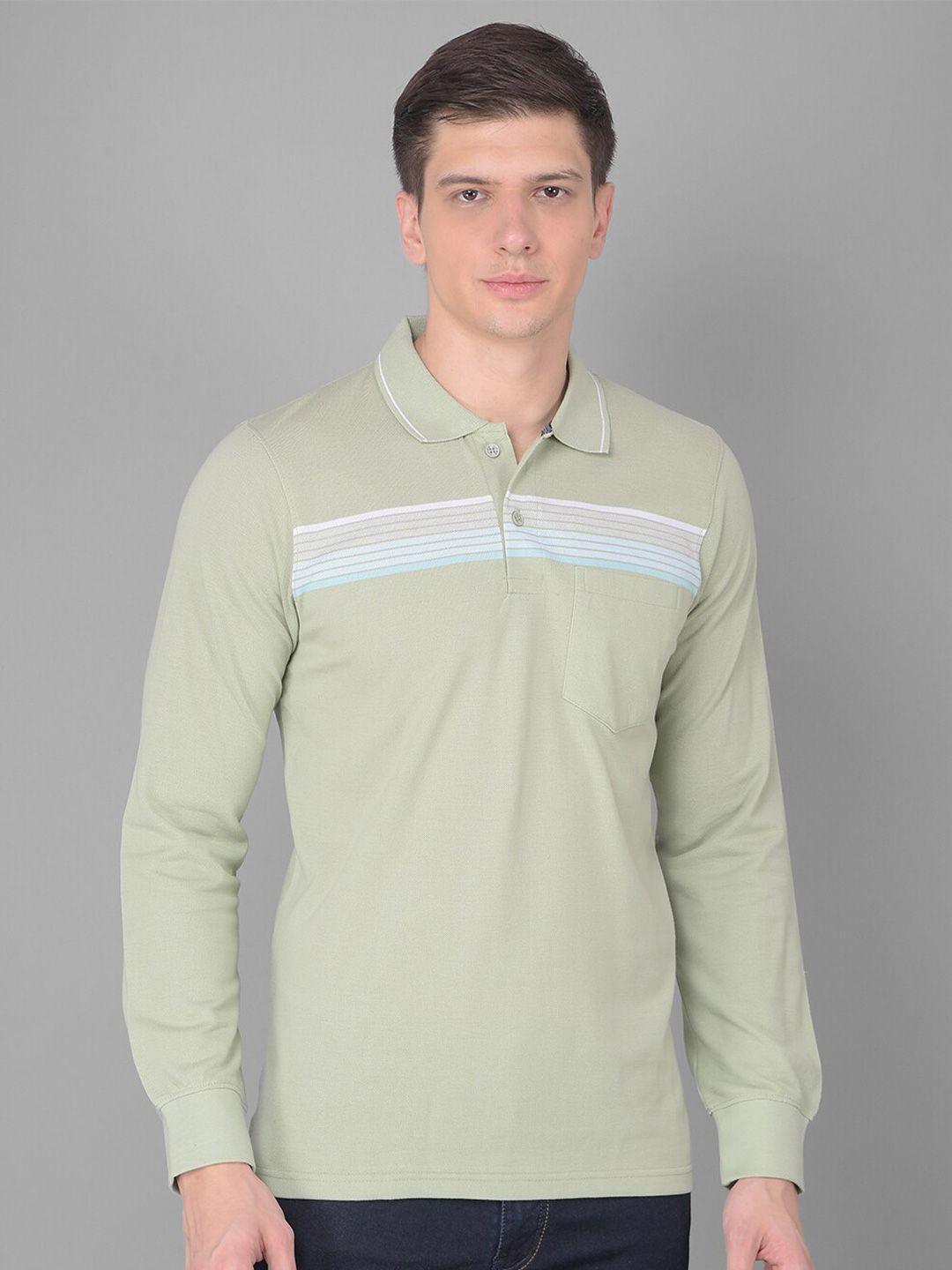 cobb striped polo collar long sleeves cotton t-shirt