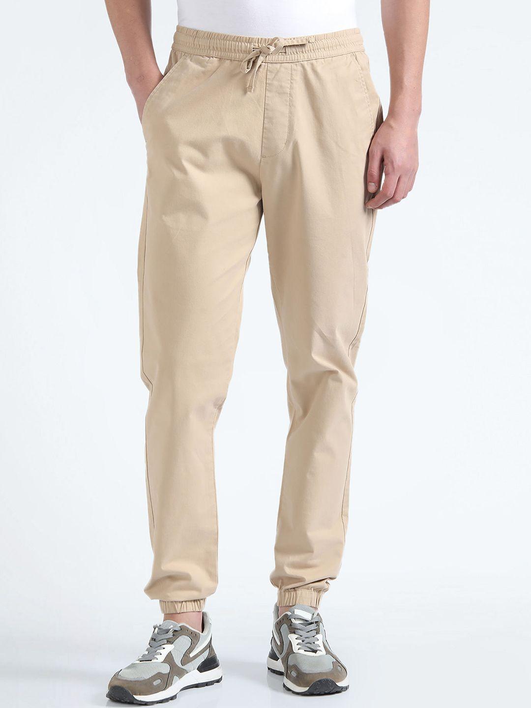 flying machine men mid-rise slim-fit joggers