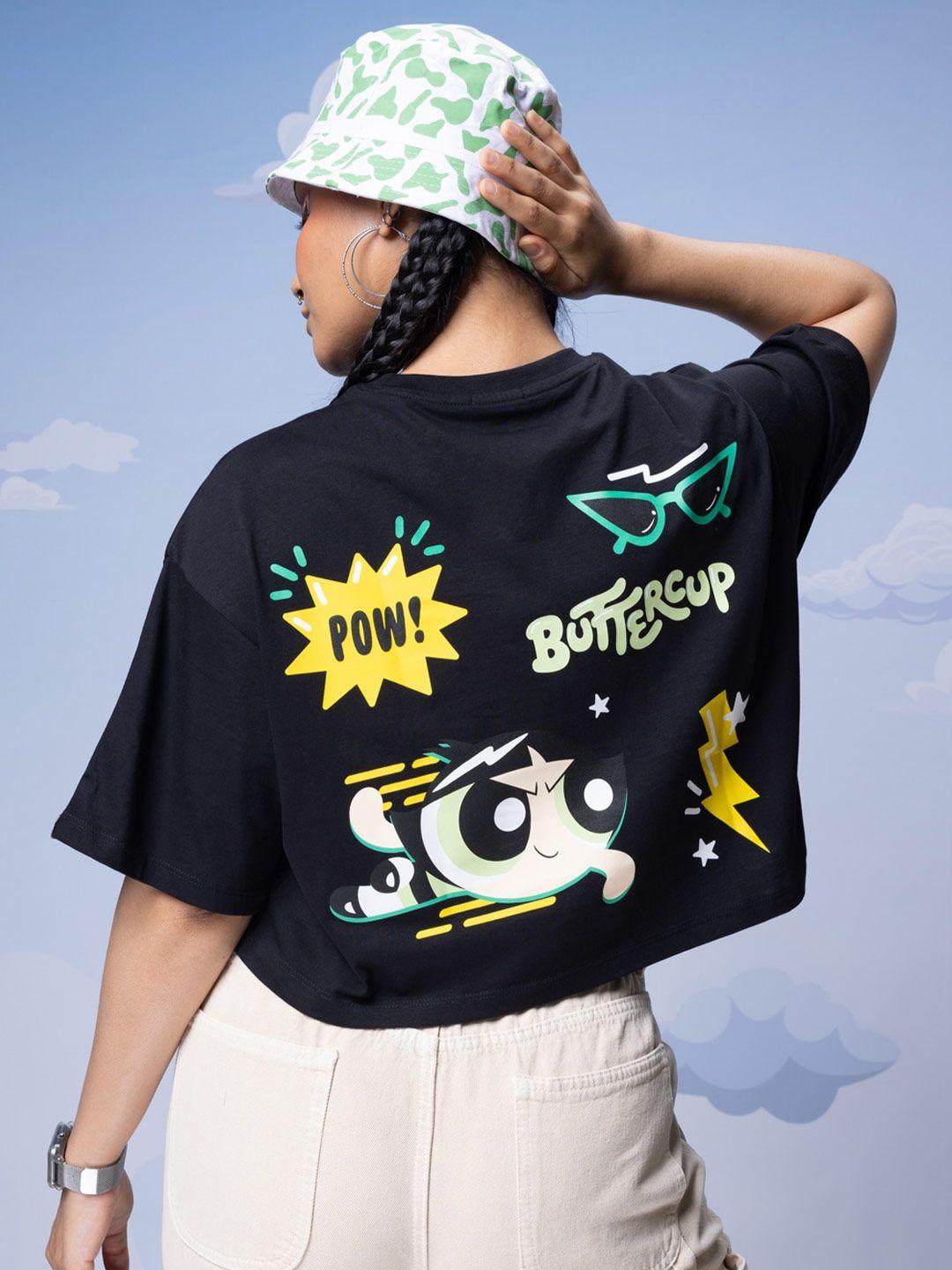 bewakoof powerpuff girls printed pure cotton crop top