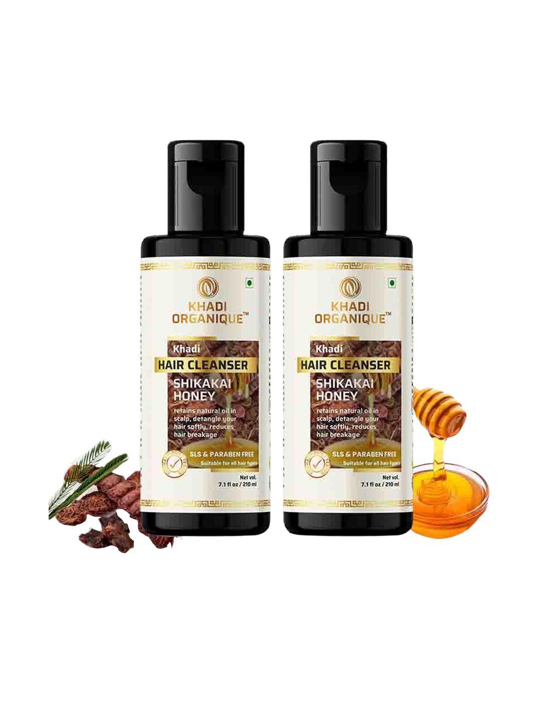 khadi organique set of 2 khadi hair cleanser with shikakai & honey - 210ml each