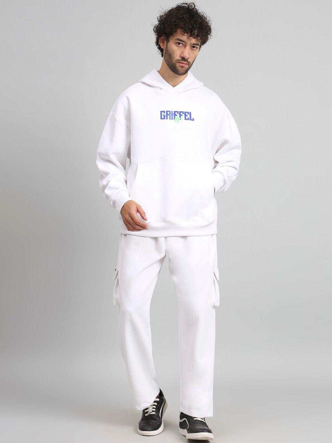 griffel printed hooded neck cotton fleece sweatshirt with pants