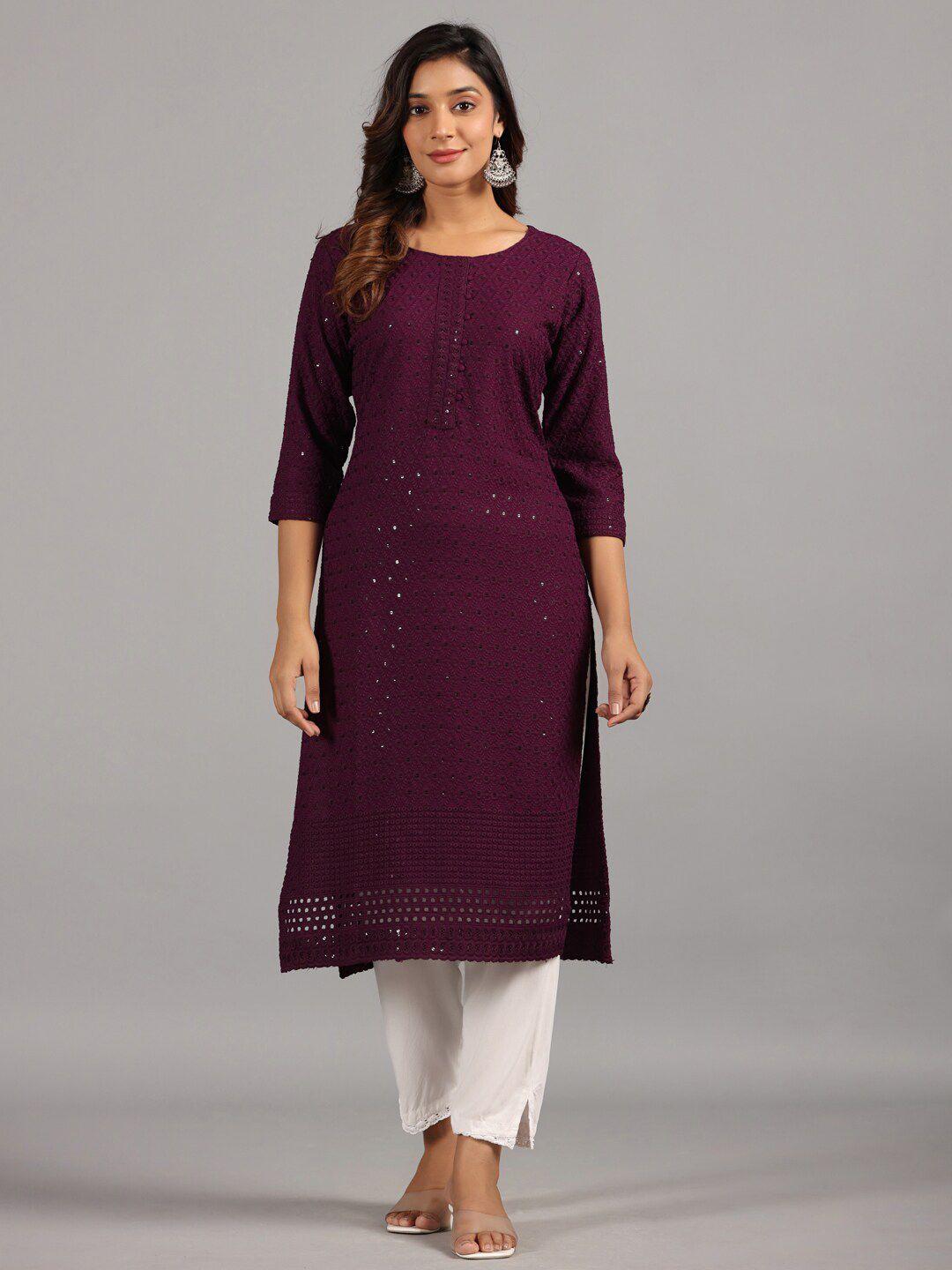 amchoor embroidered straight kurta