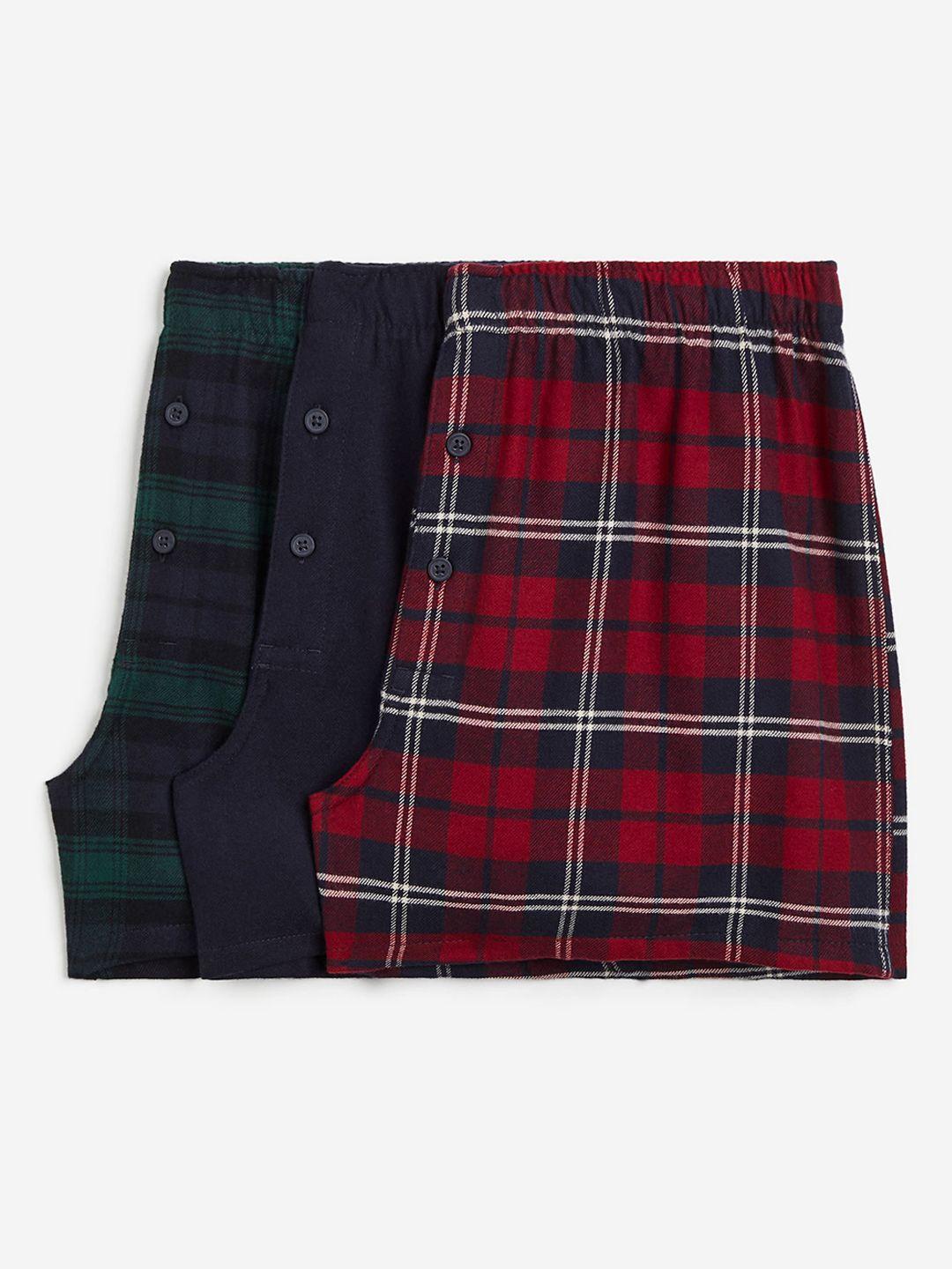 h&m men pure cotton 3-pack flannel boxer shorts