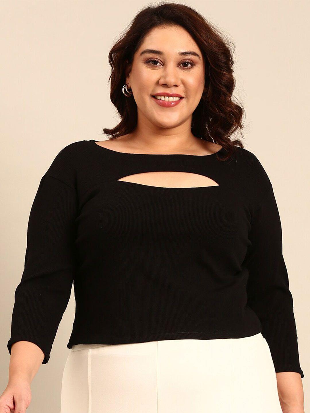 the pink moon plus size keyhole neck cotton crop top