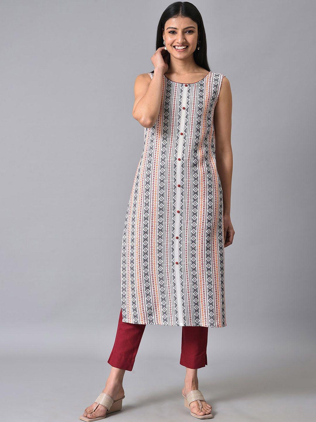 aurelia geometric printed pure cotton kurta