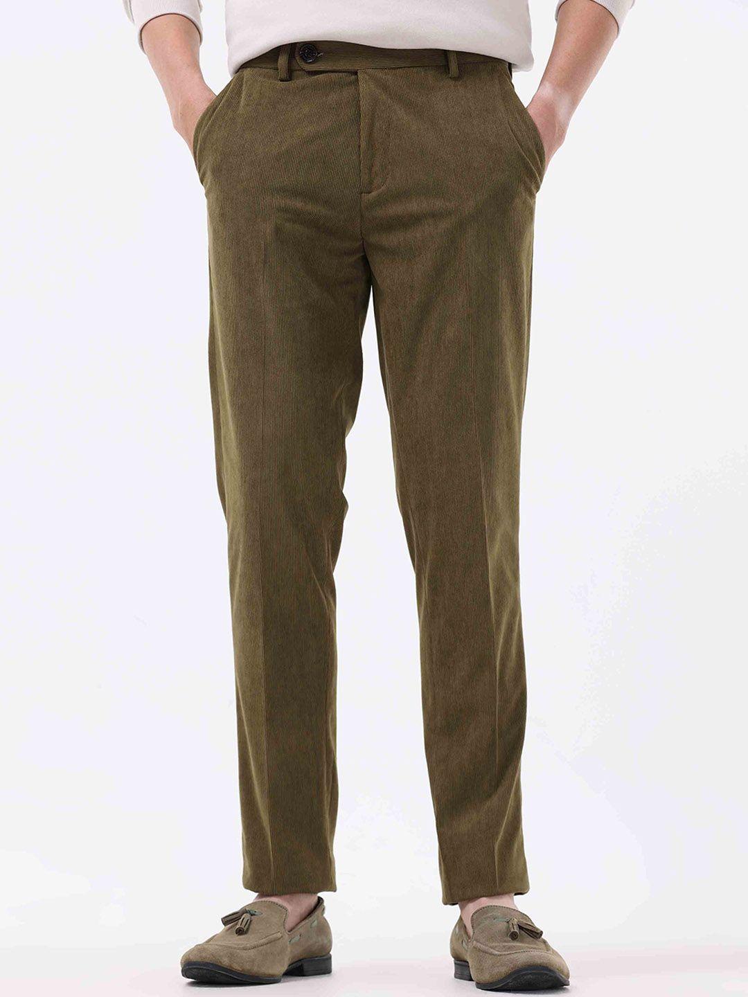 tailoraedge men tailored mid-rise slim fit trousers