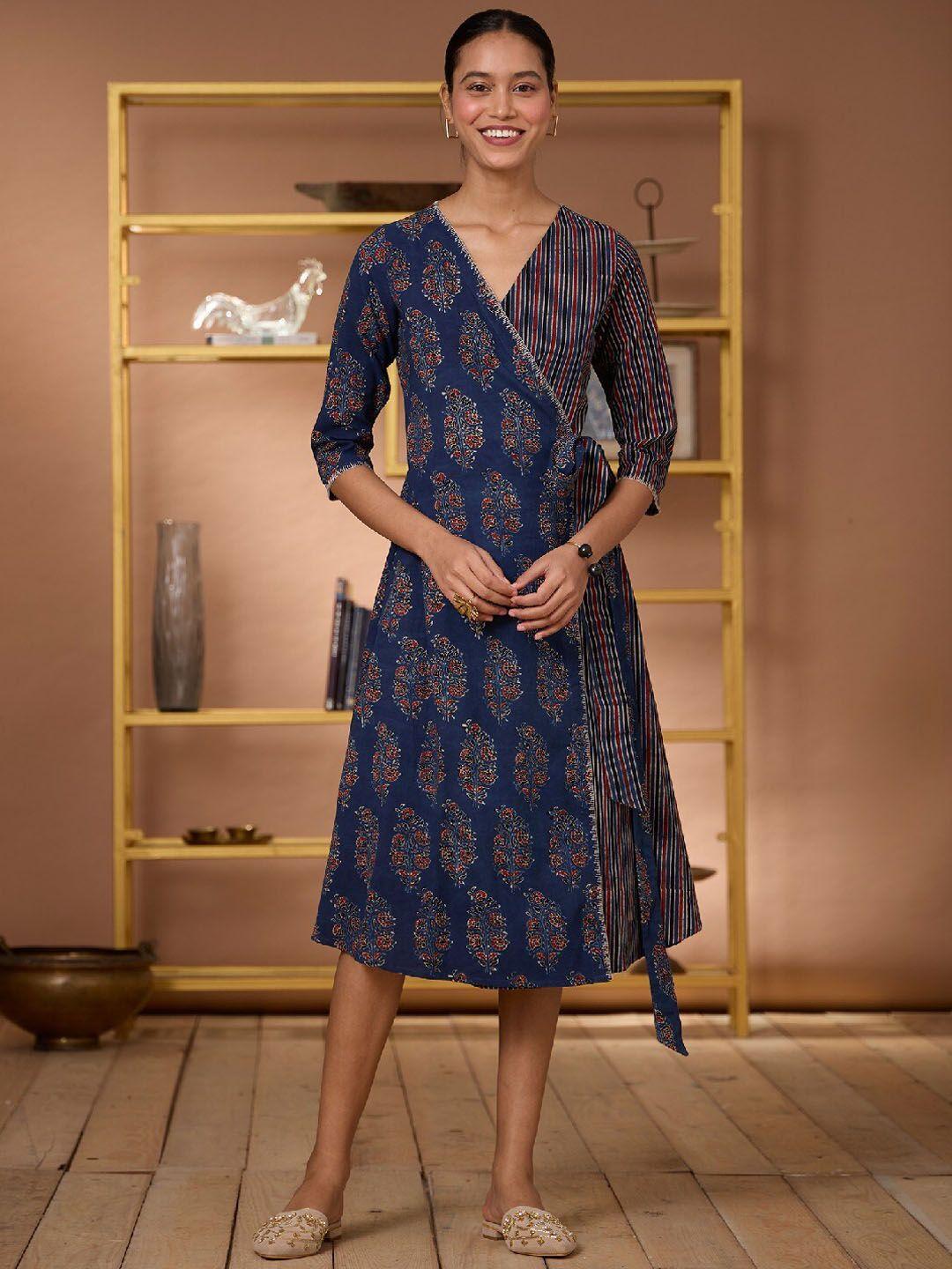 okhai floral printed cotton a-line ethnic dresses