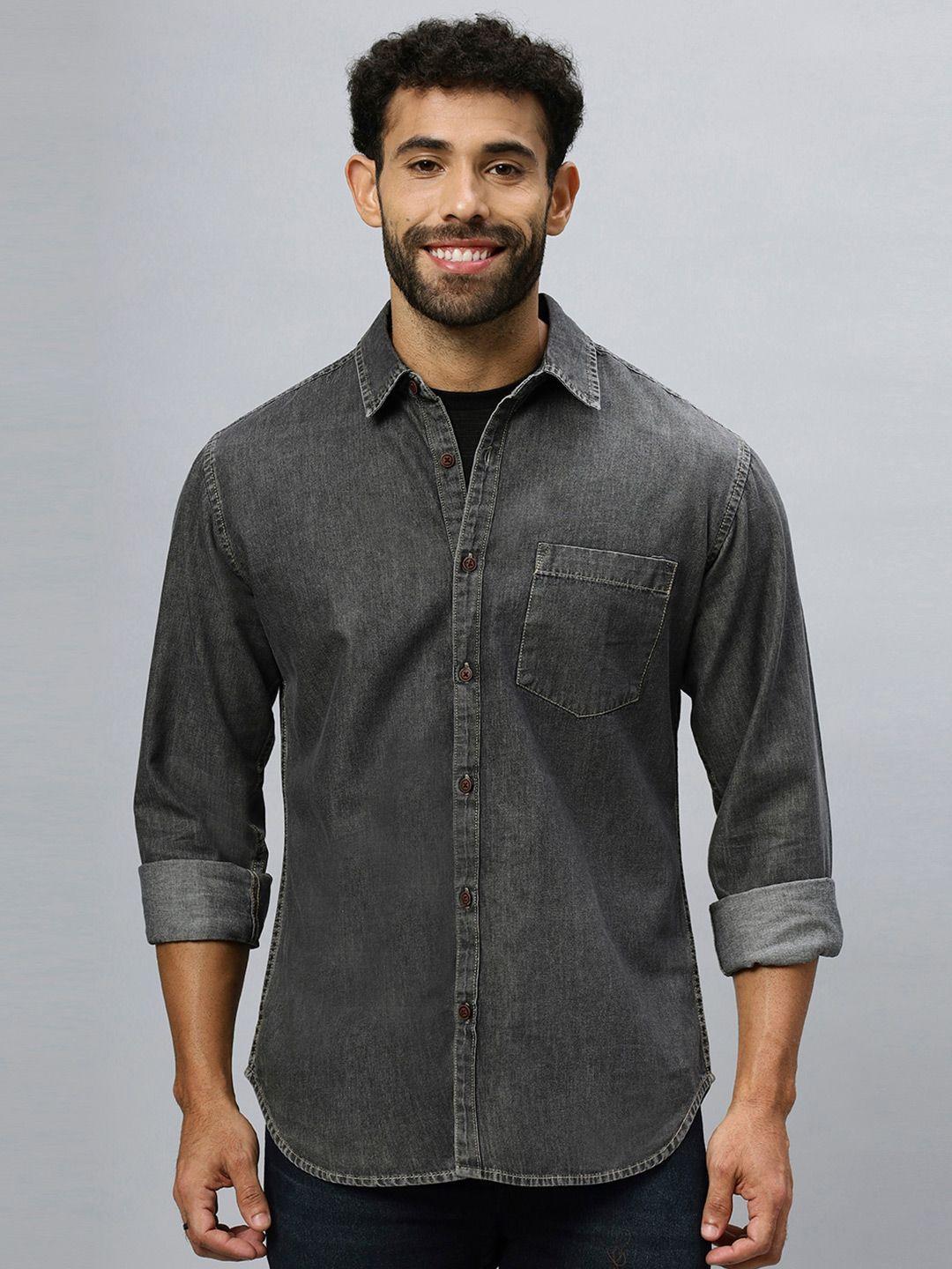 r.code by the roadster life co. modern faded cotton denim casual shirt