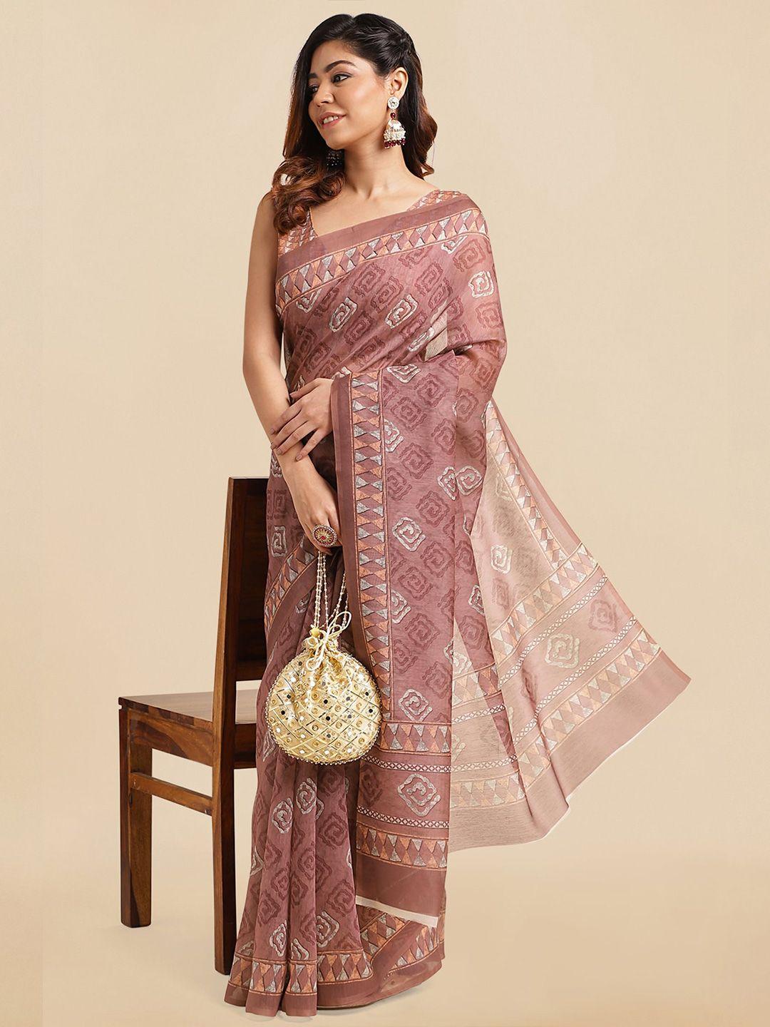 mirchi fashion geometric printed saree