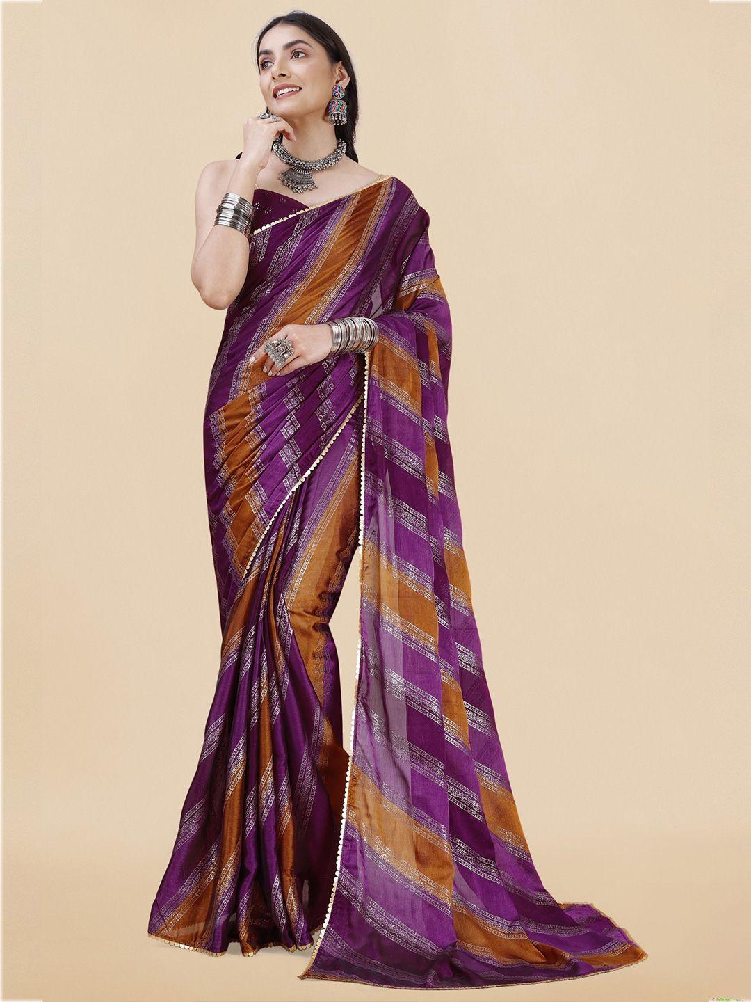 mirchi fashion leheriya printed sequin saree