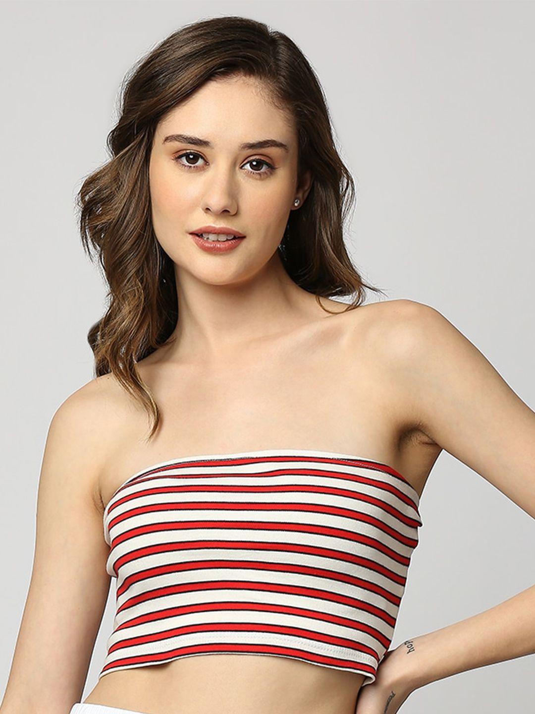 disrupt horizontal striped cotton tube crop top