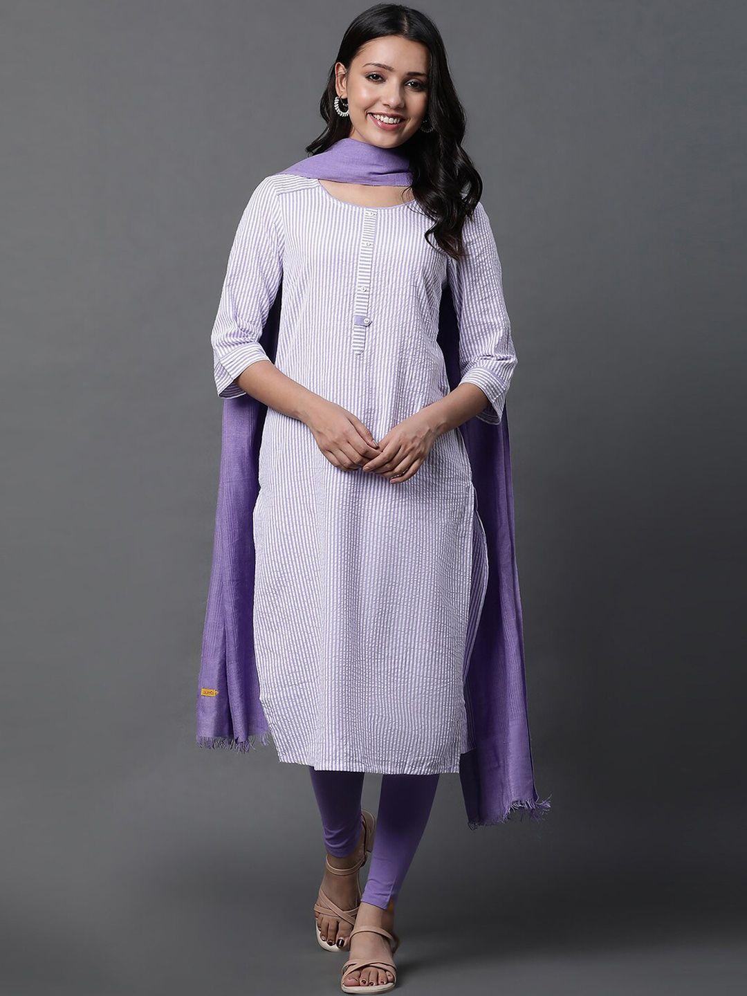 aurelia striped regular  kurta with leggings & dupatta