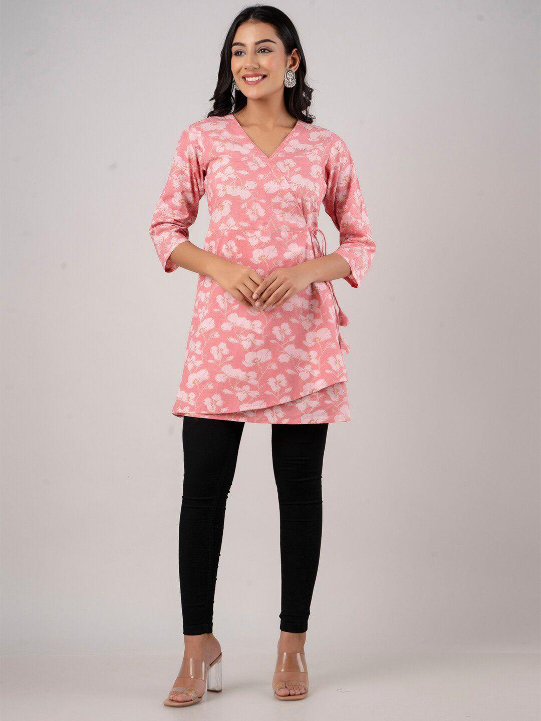 feranoid floral printed pure cotton a line kurti