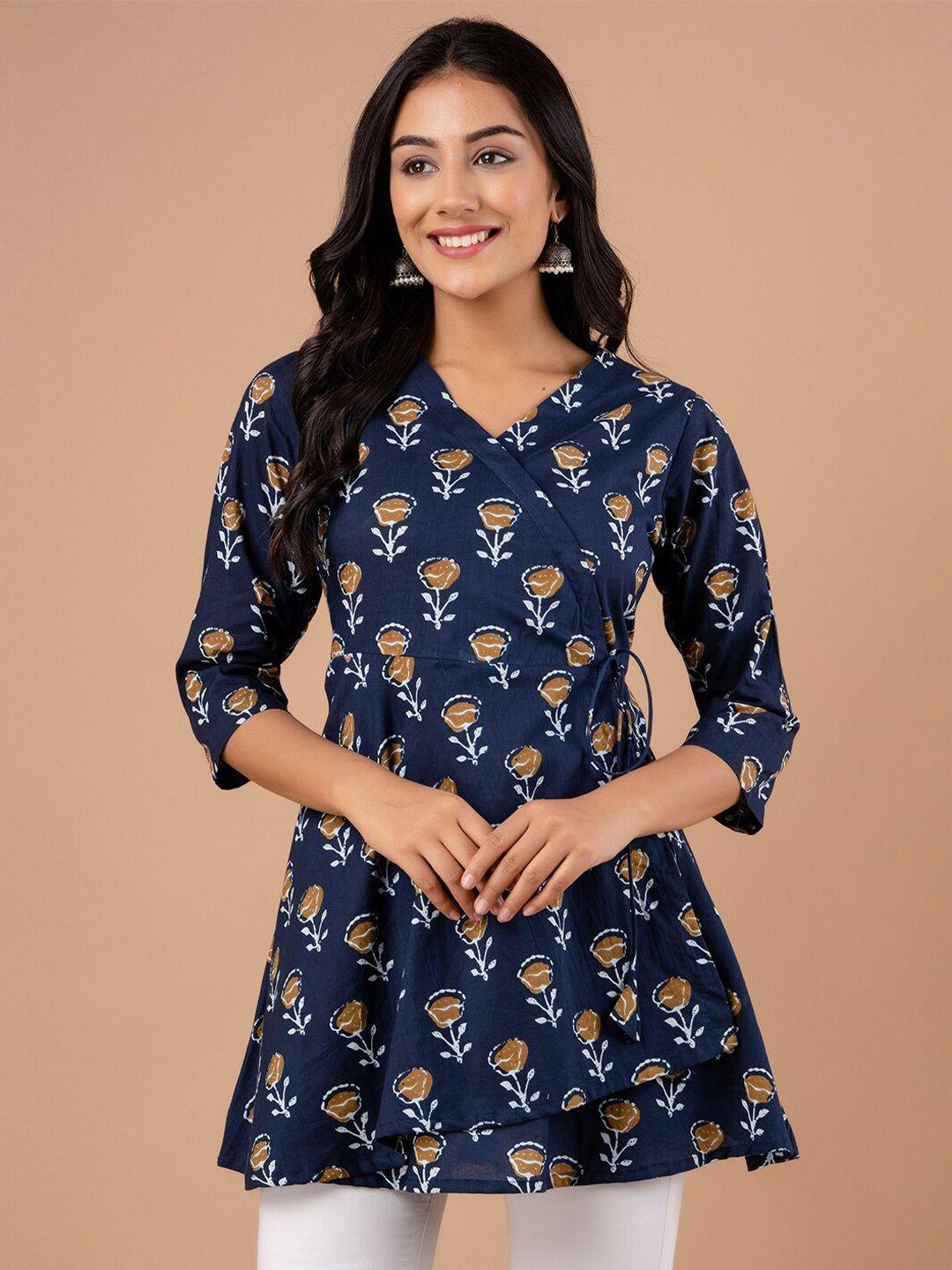 feranoid ethnic motifs printed pure cotton a line kurti