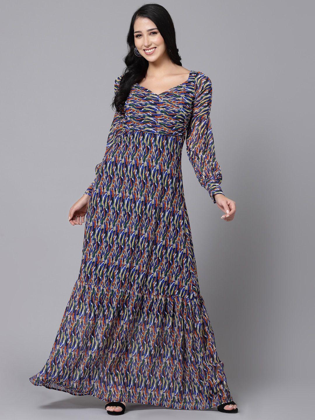 aayu abstract printed georgette maxi dress