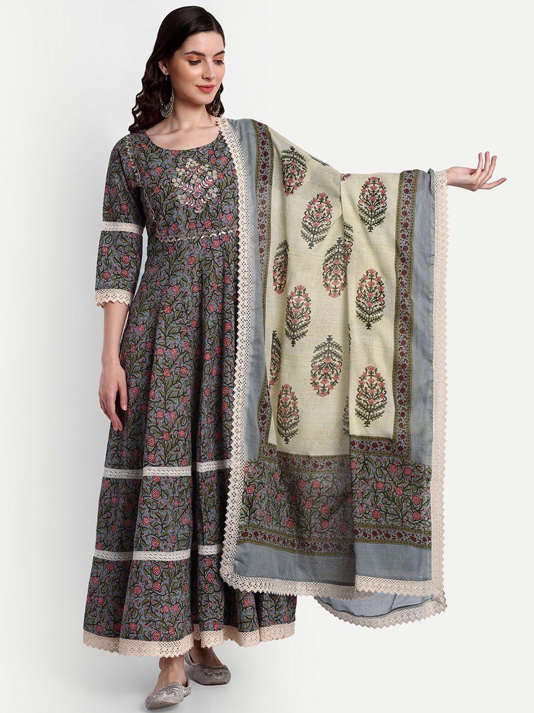 githaan ethnic motifs printed pure cotton ethnic dress