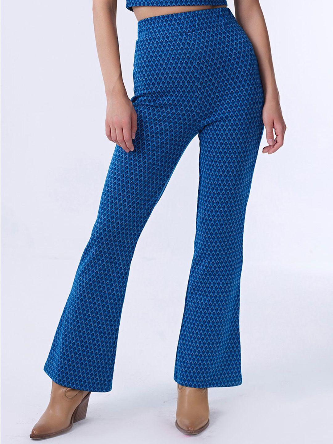 cover story women ethnic motifs printed mid-rise bootcut trousers