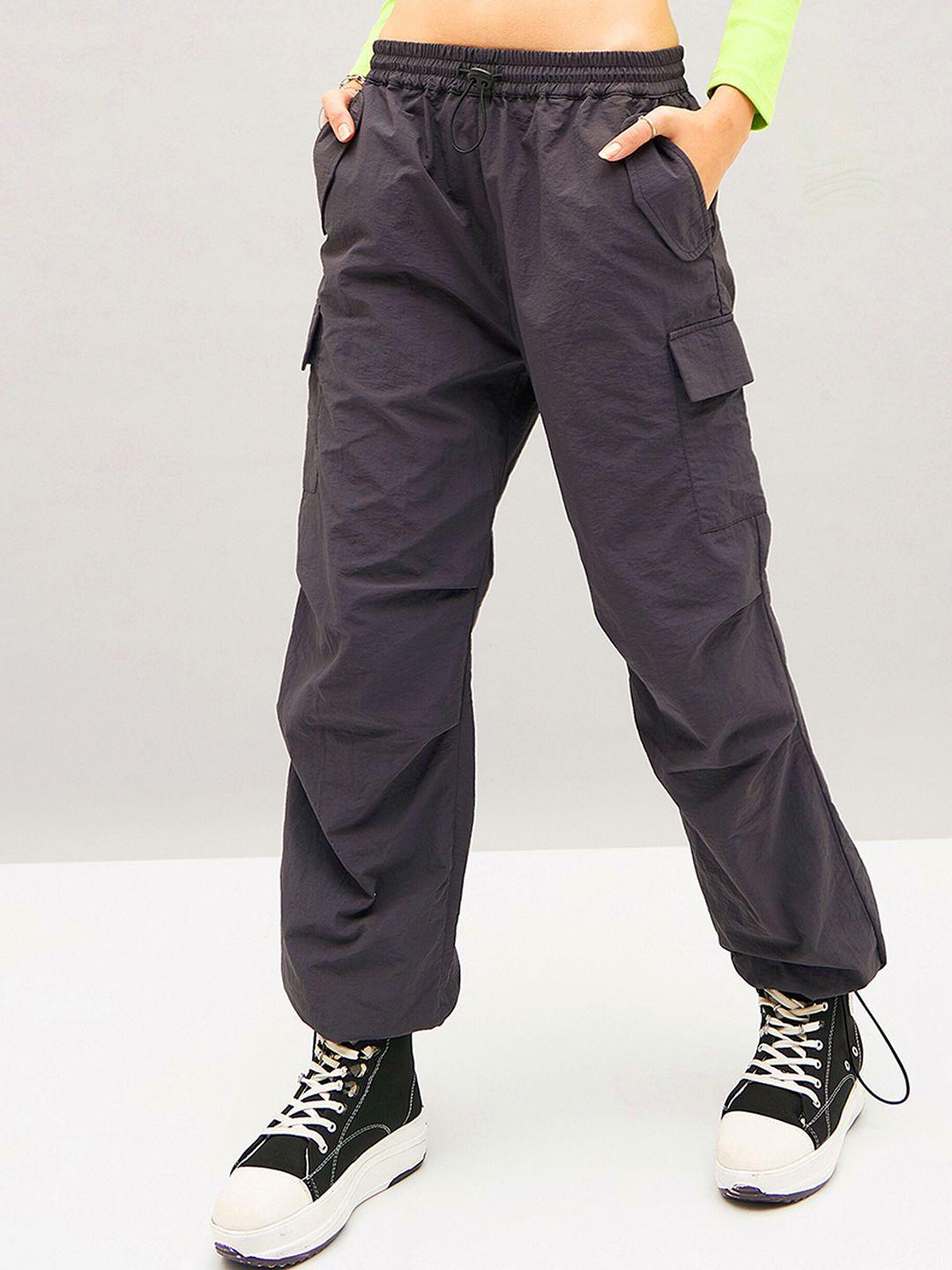 sassafras grey women straight fit travel features cargos trousers