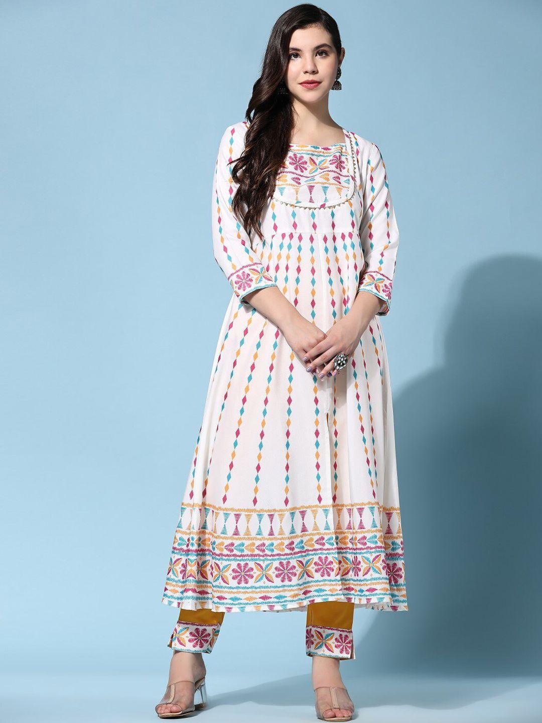 modestouze attires geometric printed gotta patti detail anarkali kurta with trousers