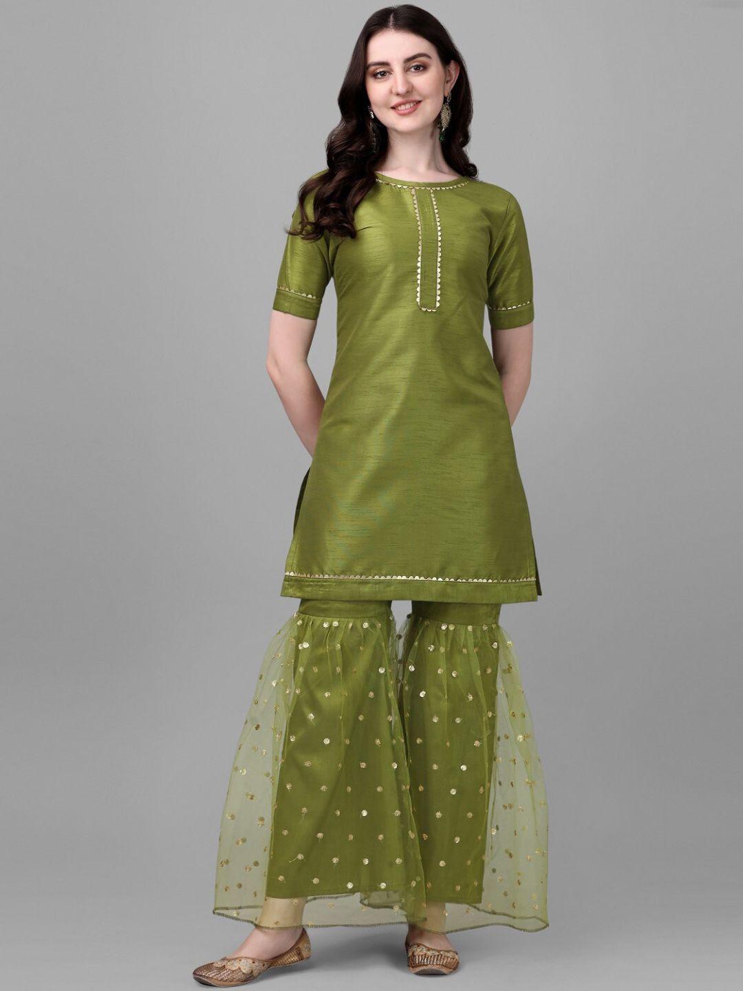 modestouze attires boat neck straight kurta & sharara with dupatta