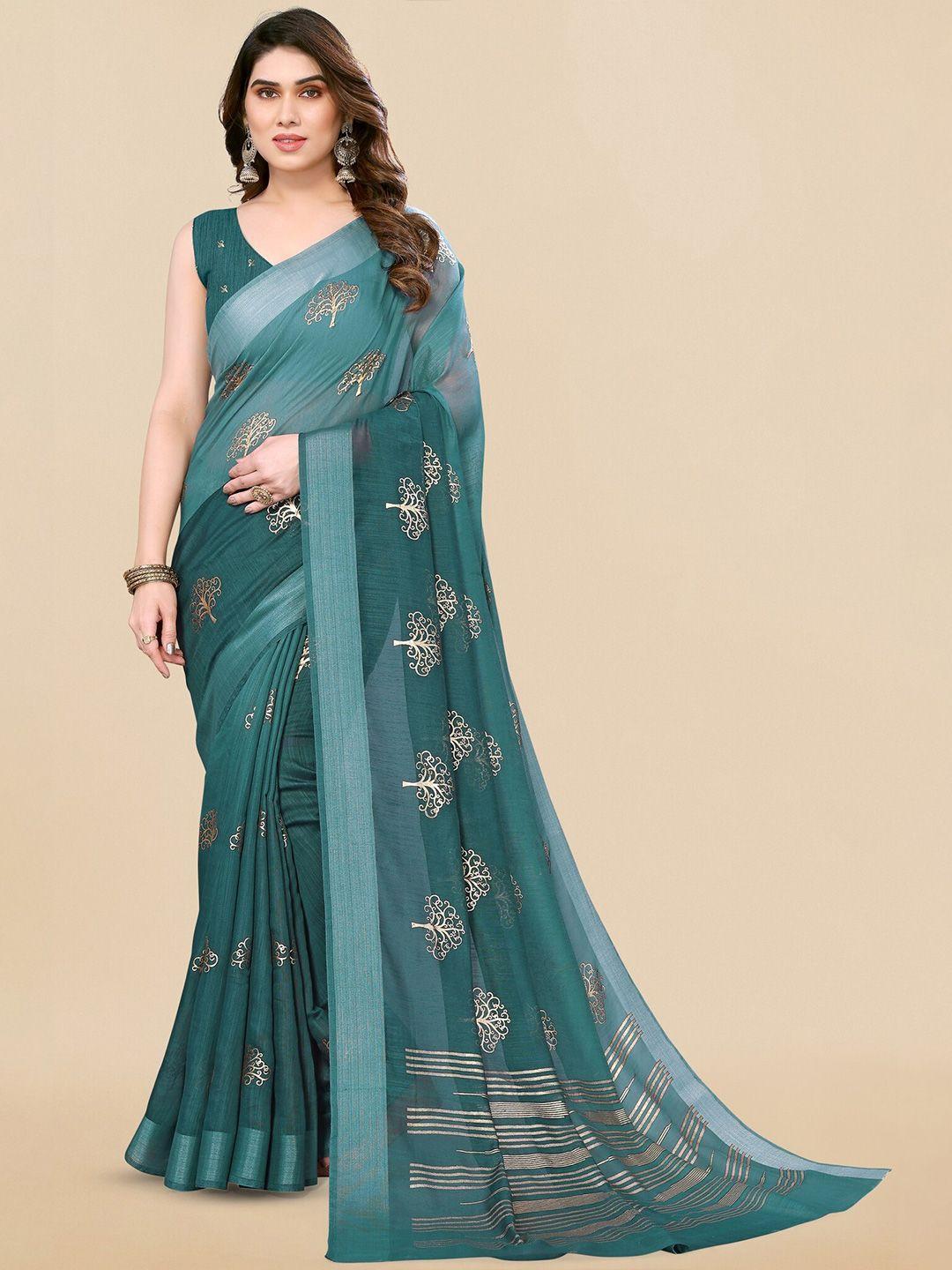 mirchi fashion ethnic motifs printed pure cotton block print saree