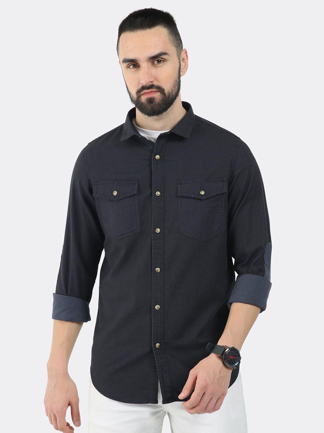 badmaash checked comfort slim fit cotton casual shirt