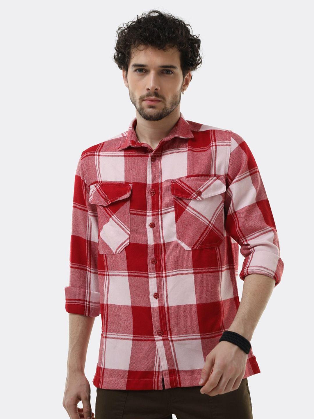 badmaash comfort slim fit checked cotton casual shirt