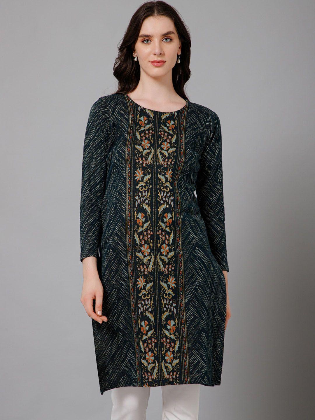 cantabil ethnic motifs woven design sequinned floral jacquard kurta