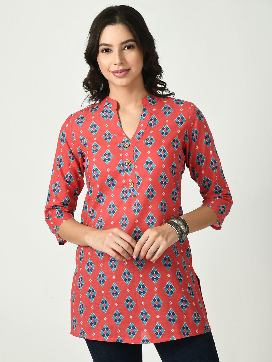 kalini geometric printed straight kurti