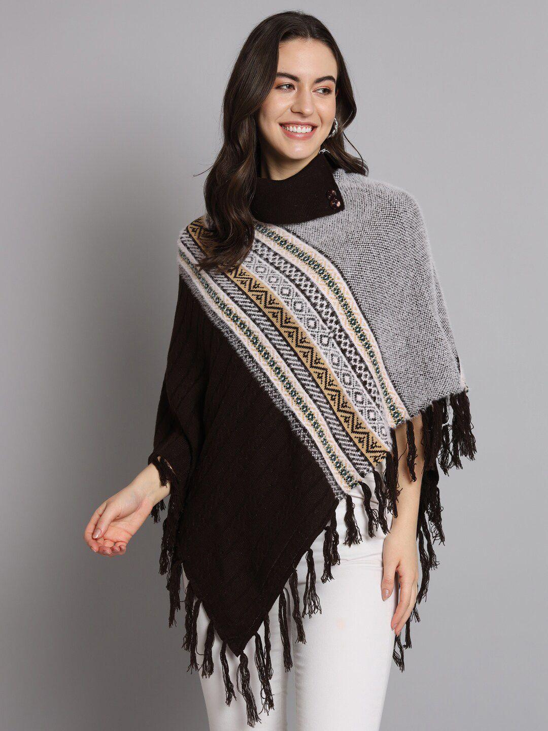 ewools striped turtle neck poncho sweaters