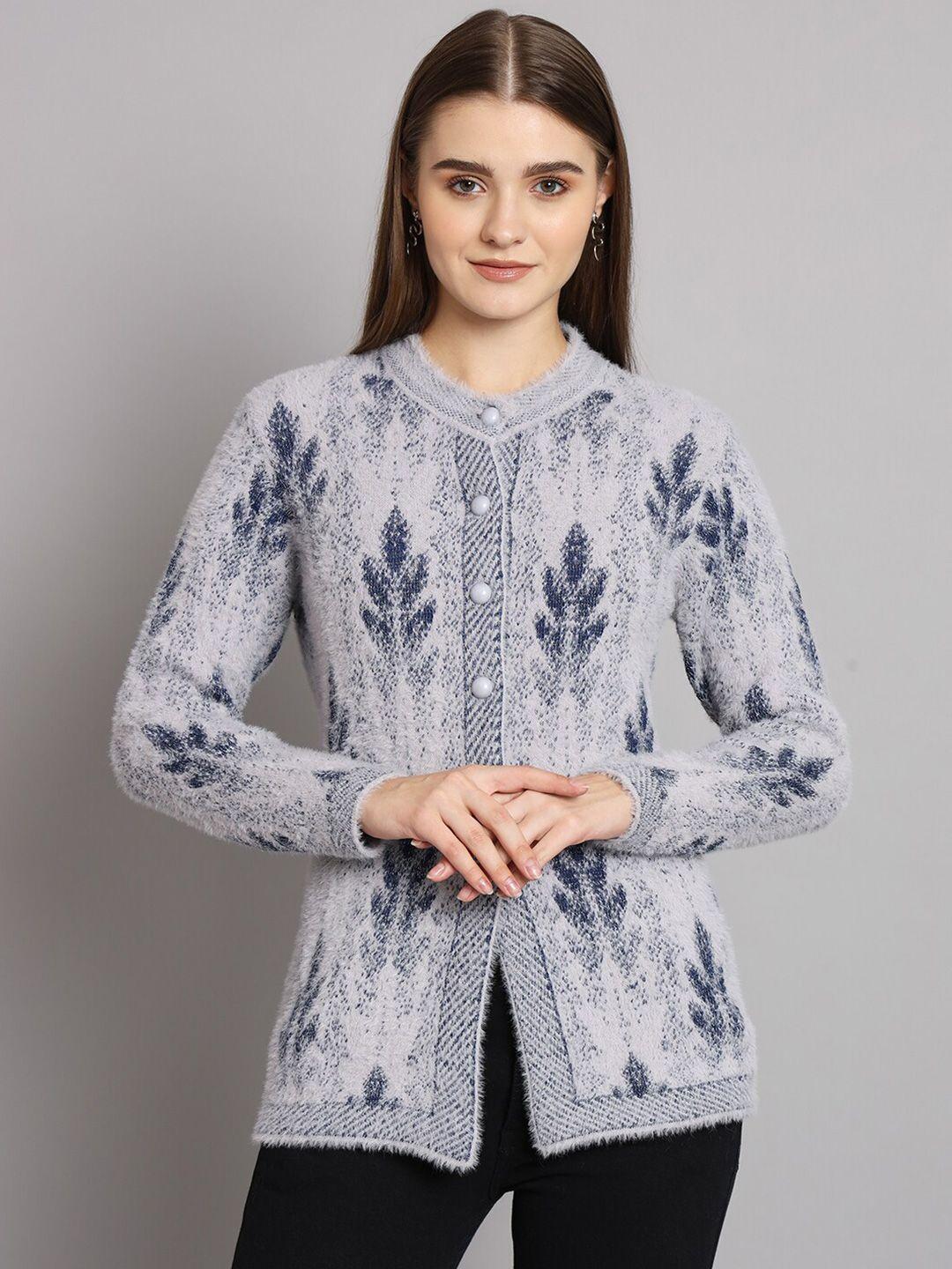 ewools floral printed woollen cardigan sweater