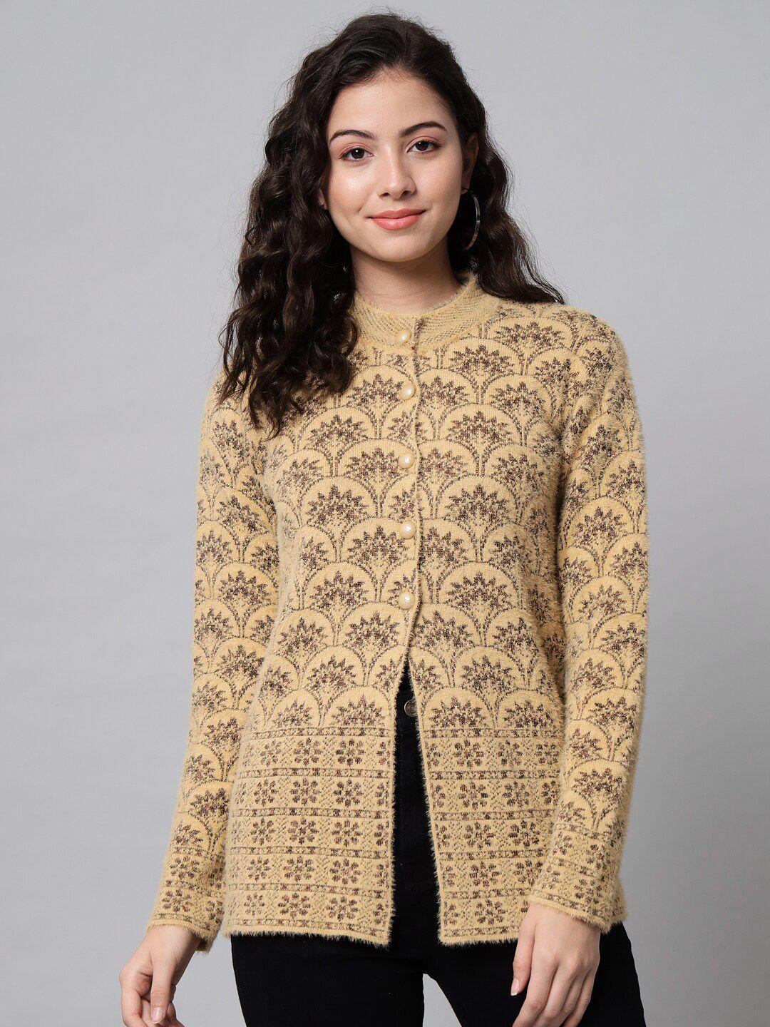 ewools ethnic motifs self design acrylic woollen cardigan