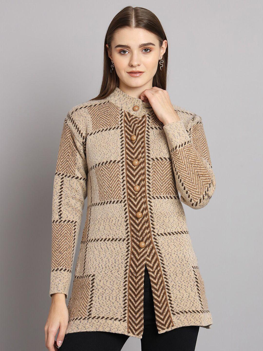 ewools geometric printed woolen cardigan sweater