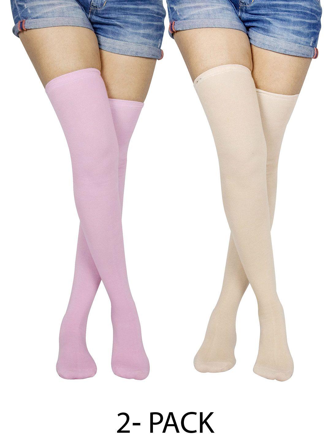 baesd pack of 2 cotton thigh-high stockings