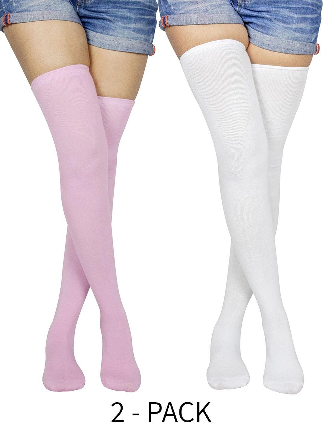 baesd pack of 2 cotton thigh-high stockings