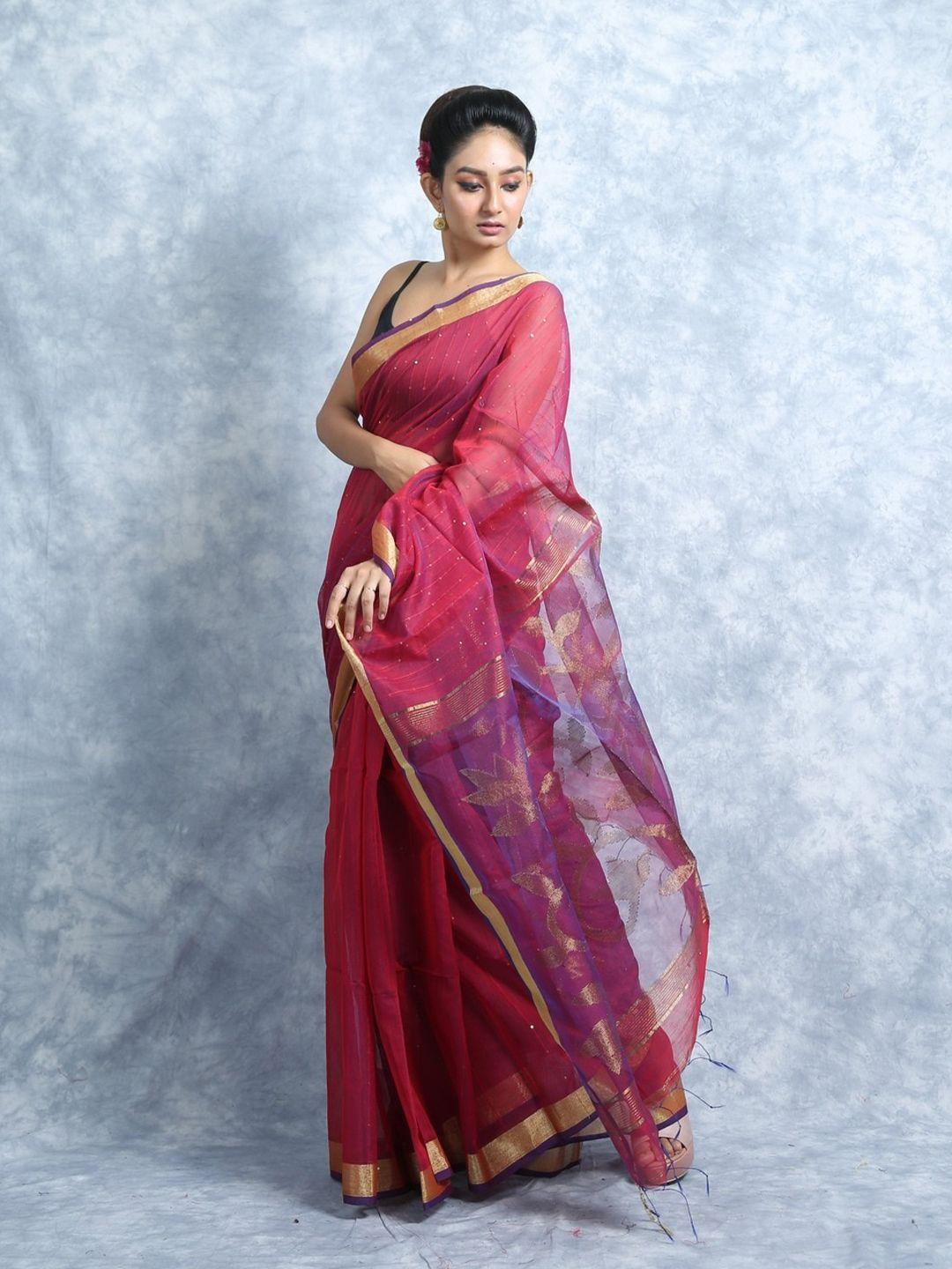 here&now embellished zari jamdani saree