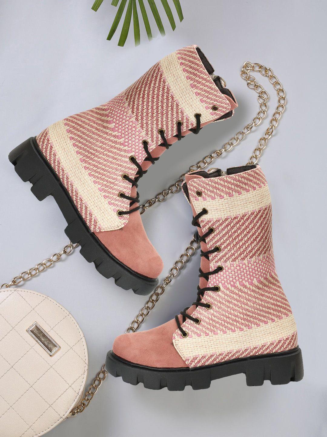 fashimo women printed high-top chunky boots