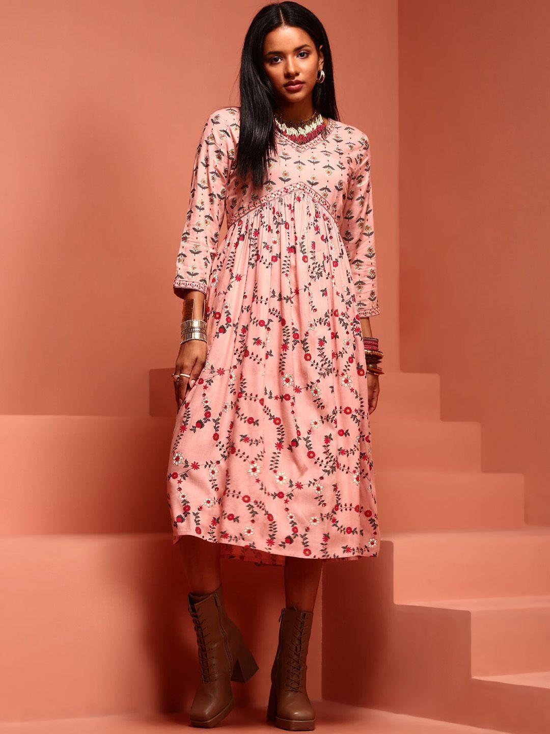 imara floral printed v-neck empire ethnic dress