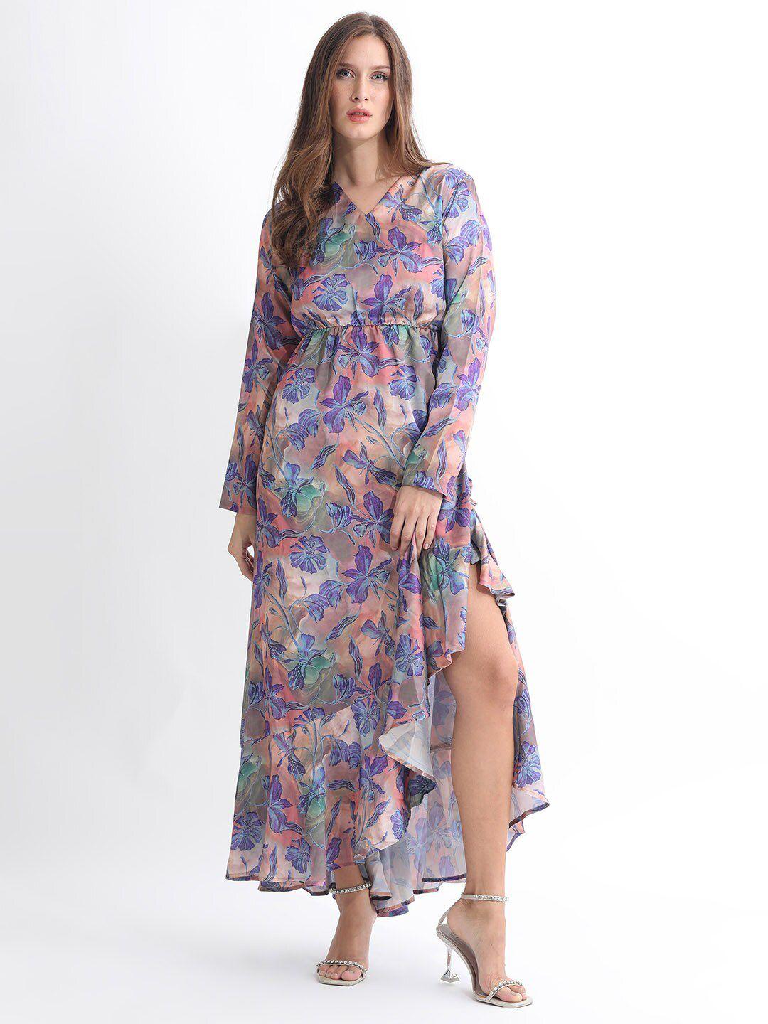 rareism floral printed v-neck maxi dress