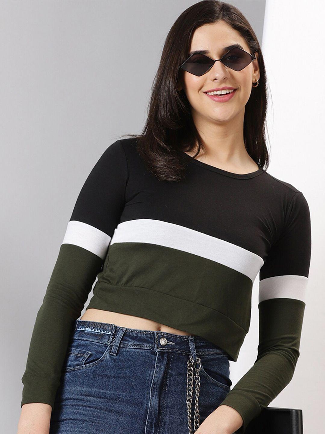 ausk striped cotton regular crop top