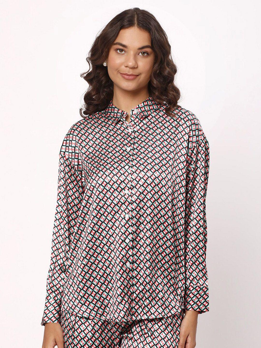 r&b geometric printed shirt style top