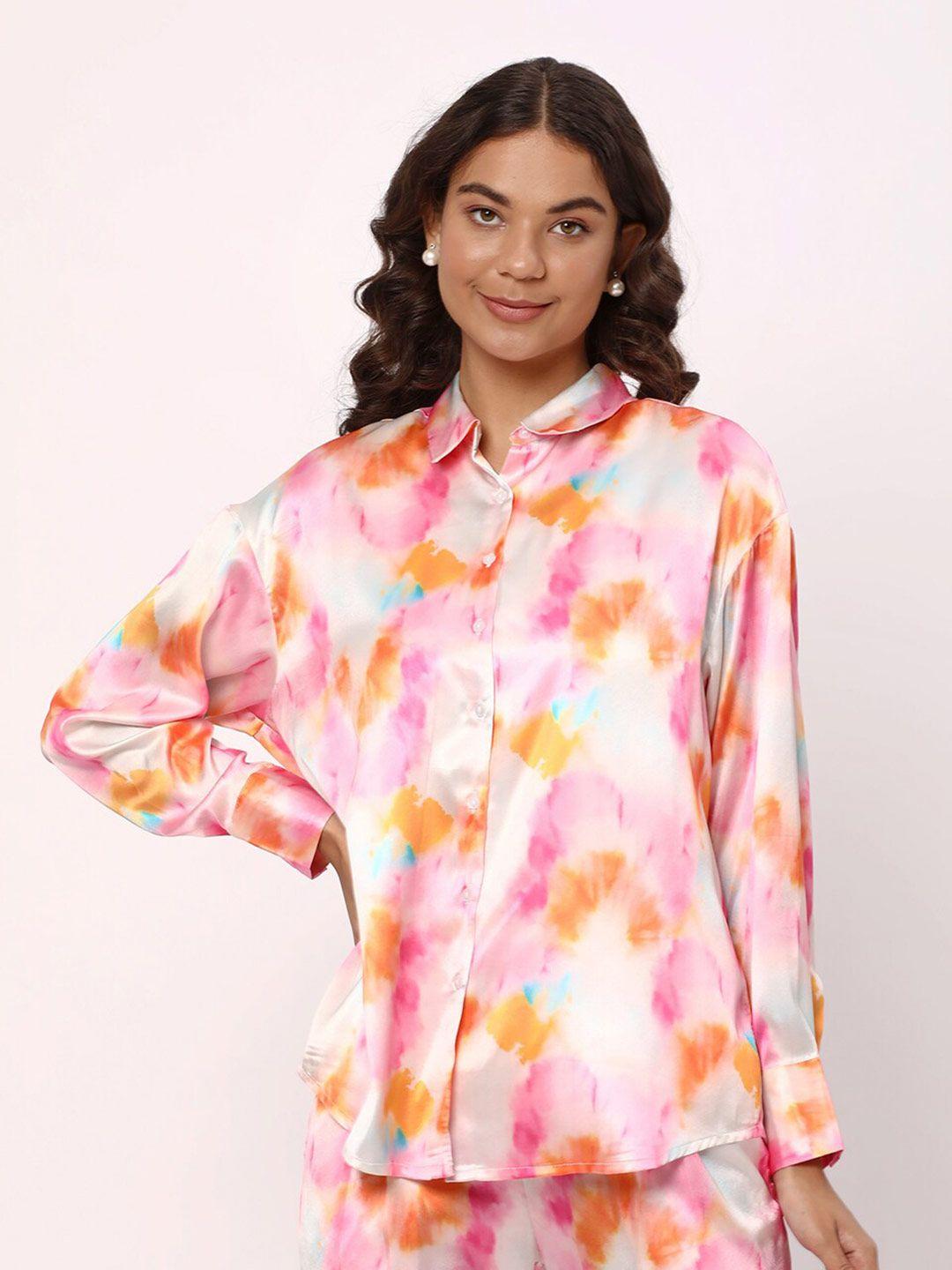 r&b abstract printed shirt style top