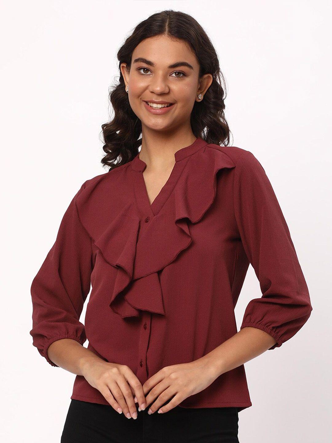 r&b mandarin collar ruffled shirt style top