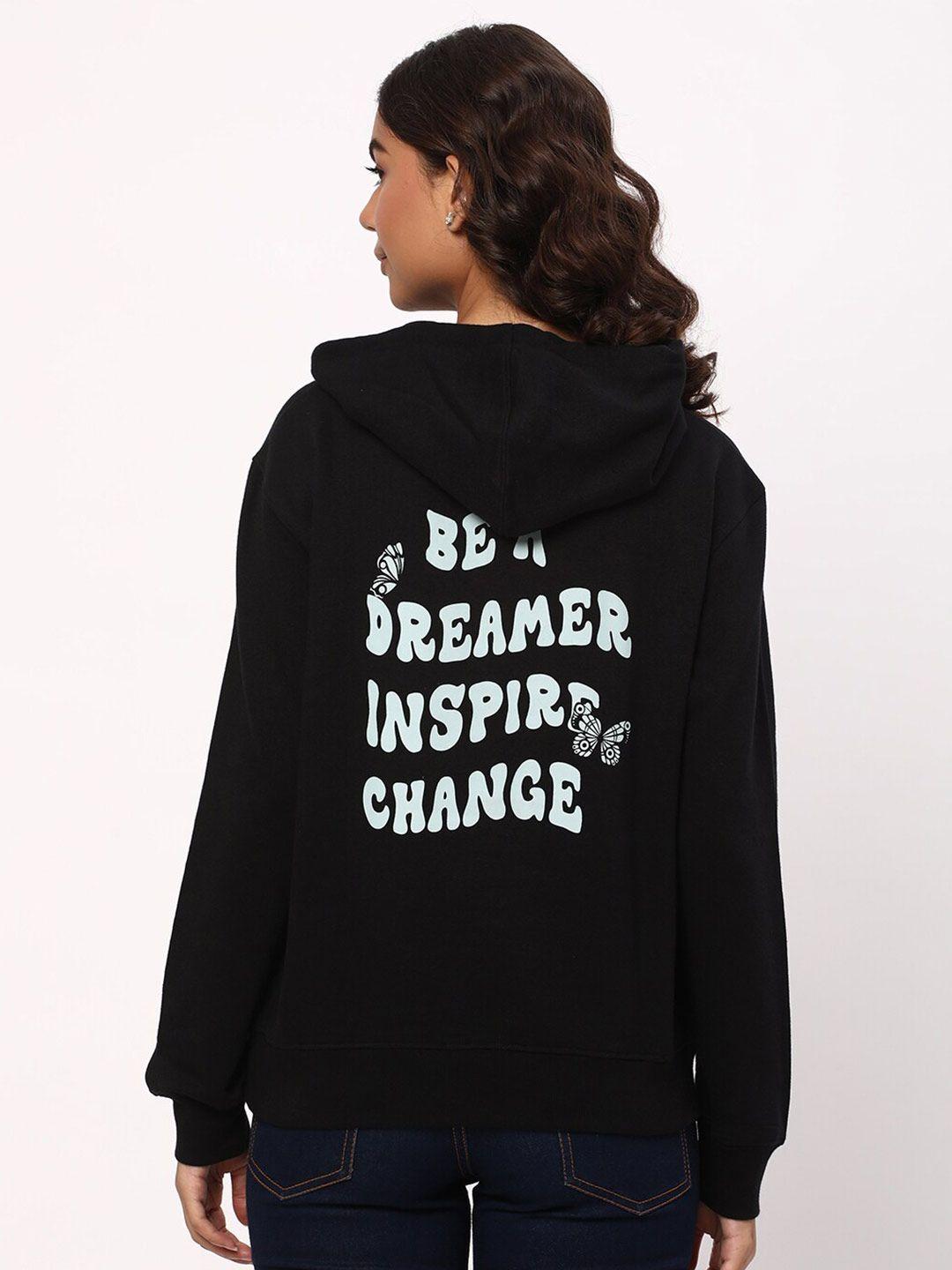 r&b typography printed hooded cotton pullover sweatshirt