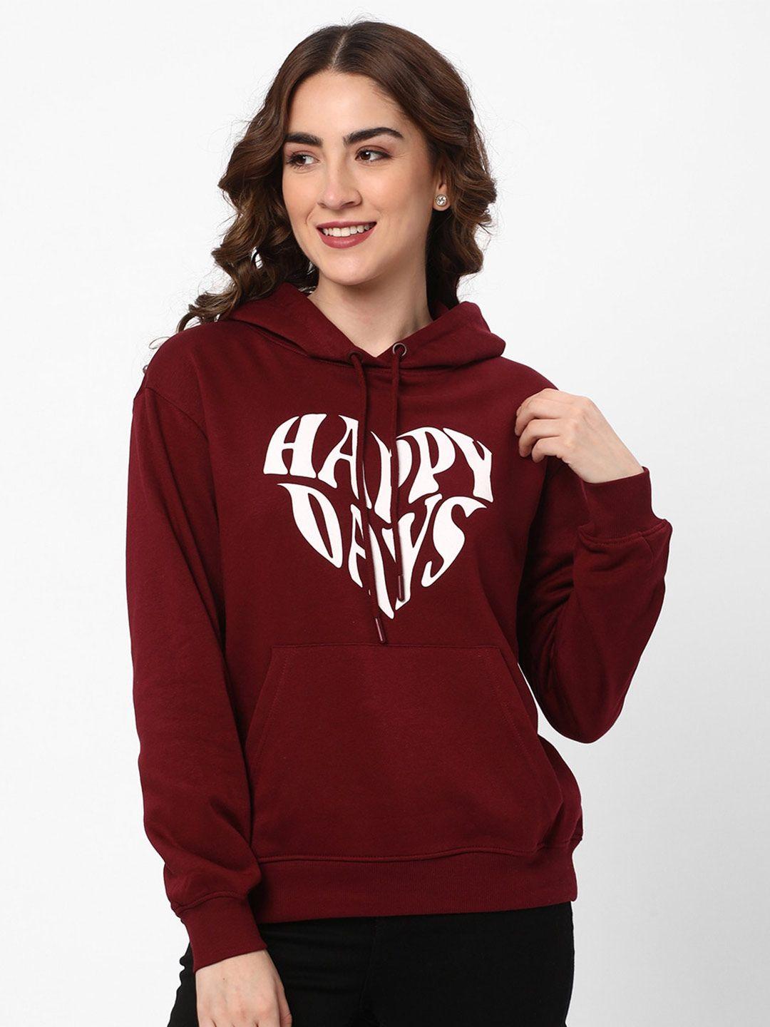 r&b typography printed hooded neck long sleeve cotton pullover sweatshirt