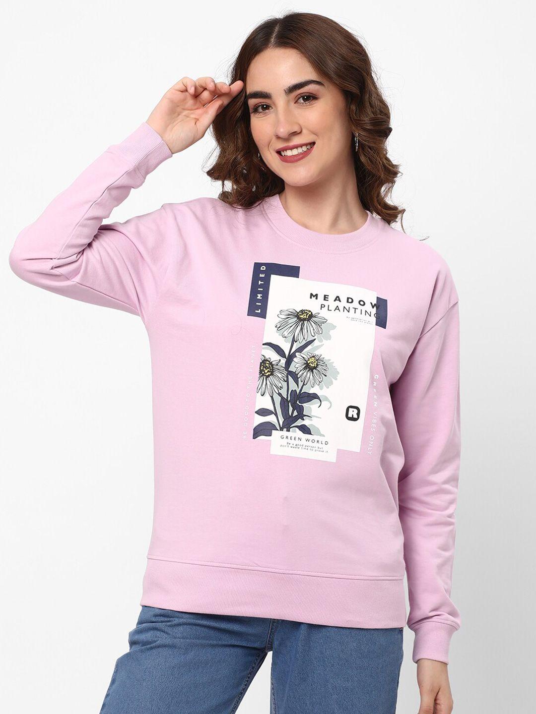 r&b graphic printed round neck cotton pullover sweatshirt