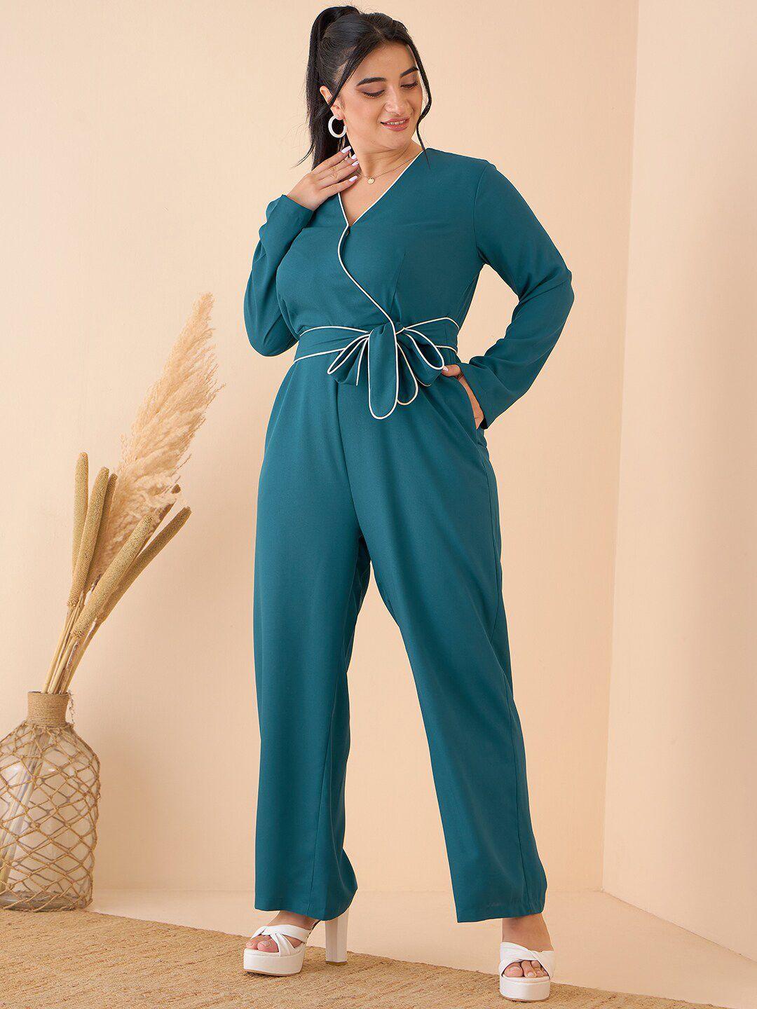 curve by kassually v-neck waist tie-ups basic jumpsuit