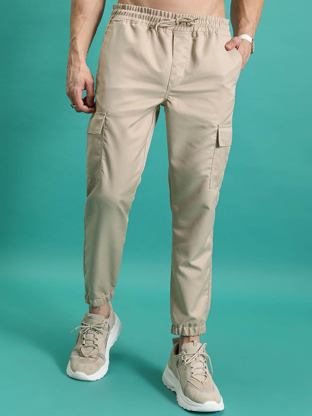 highlander beige men mid-rise casual joggers